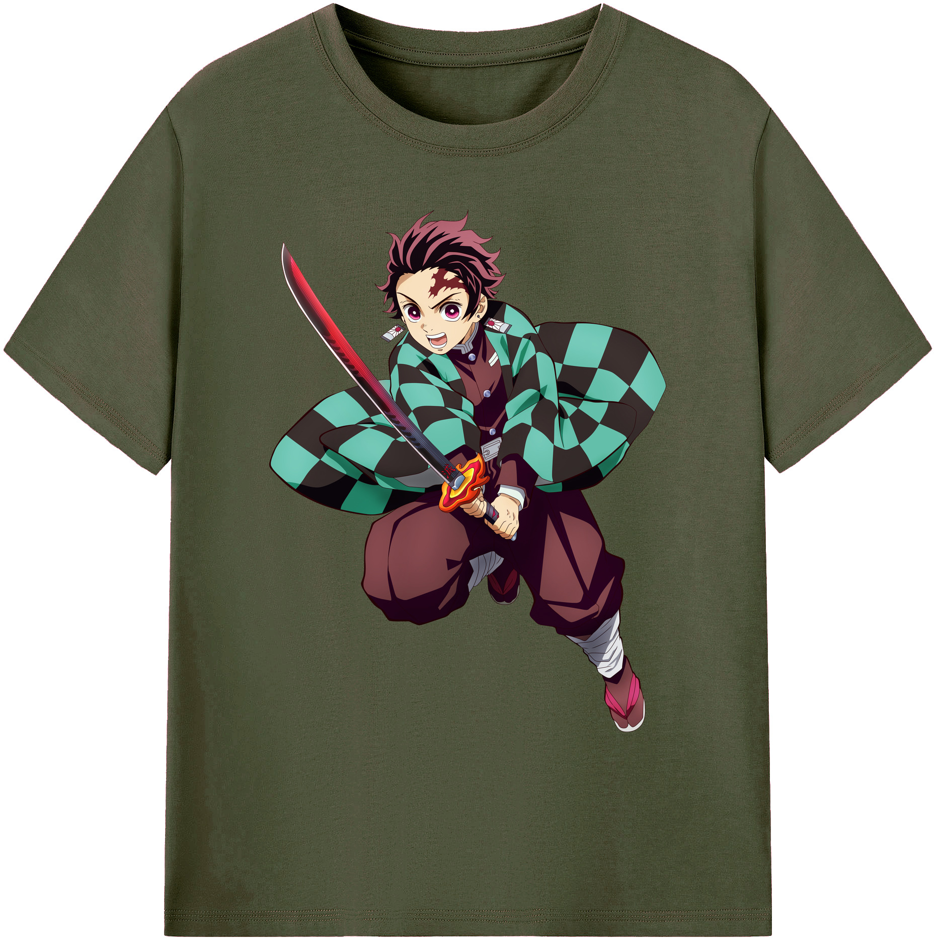 （画像用） 鬼滅の刃 竈門 炭治郎／かまど たんじろう Kamado Tanjirou 綿100％ メンズ半袖Tシャツ｜肌触りやわらか＆通気性